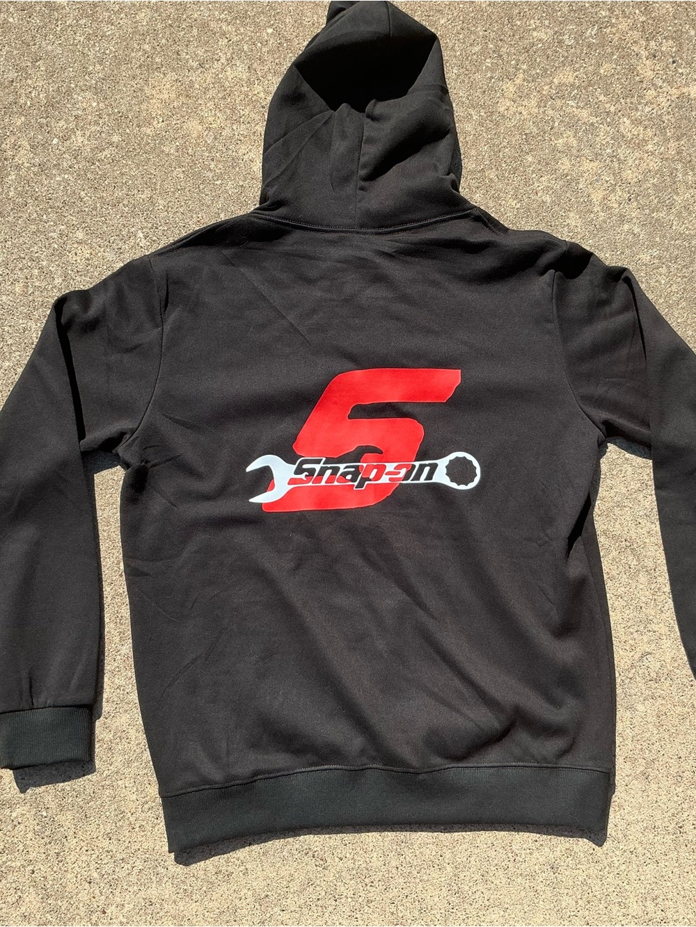 Snap Black Hoodie with Red Logo and White Wrench Graphic